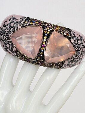 Matthew Campbell Laurenza MCL Rose Quartz Sapphire Bangle Bracelet